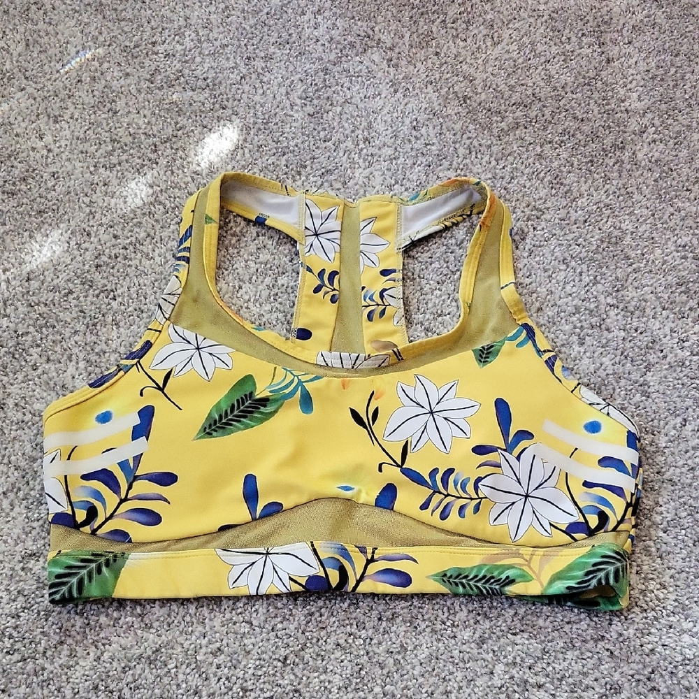 ZYIA Yellow Floral Sports Bra